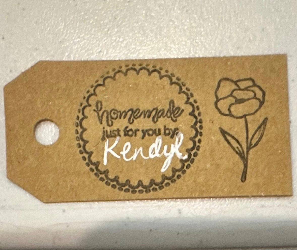 Homemade just for you by Kendyl — handmade gift tag